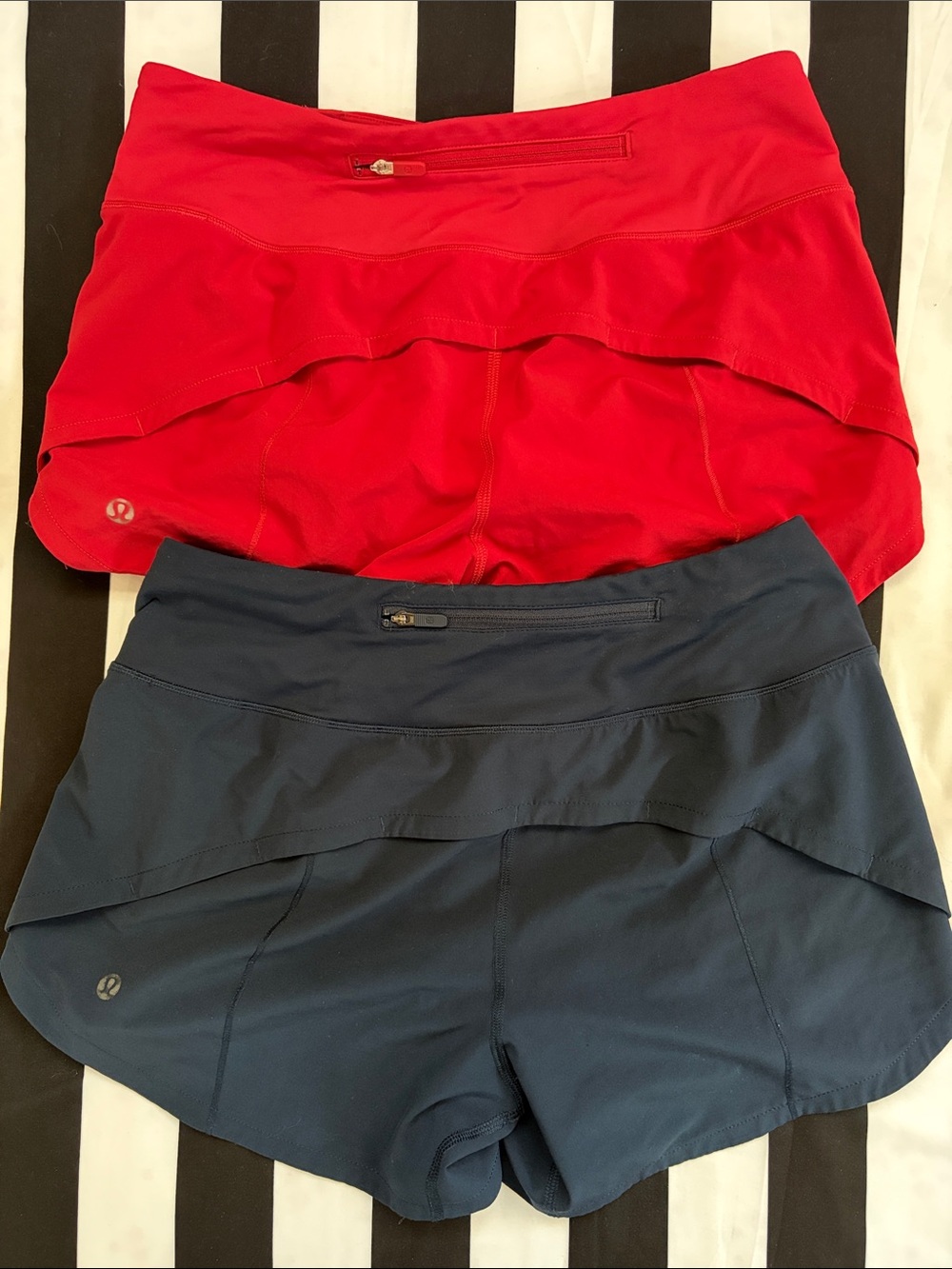 Two Lululemon Women's Shorts Red and Blue Size 4